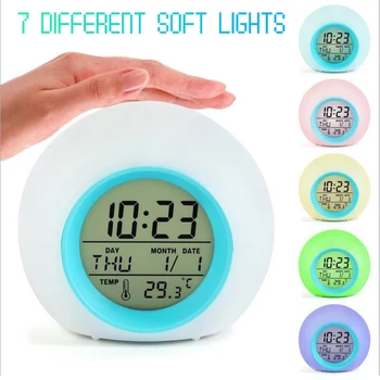 LED Laikrodis-Žadintuvas šviesų Naktį Žėrintis Laikrodžiai Termometras, Šviesos, Skaitmeninis Laikrodis Vaikams Lentelė Darbalaukio Despertador 7 Spalvų