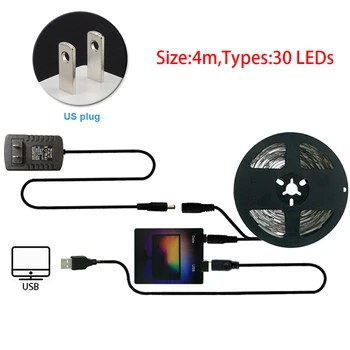 WS2812 Lengva Įdiegti Patvarus LED Šviesos Juostelės Rinkinio Aplinkos Namų Dekoro RGB USB Lanksti KOMPIUTERIO Ekrane Stebėti TV Atgal