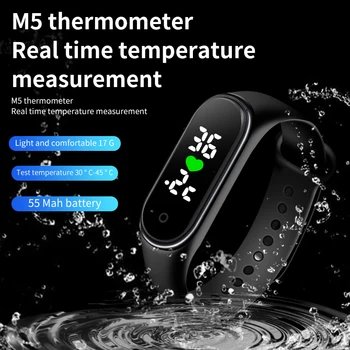 M5 Pro Smart Apyrankę Žiūrėti Kūno Temperatūros Davikliai Smart Juosta Atspari Vandeniui Vyrų Fitneso Sporto Smart Laikrodis Moterims Smart Riešo Juostos