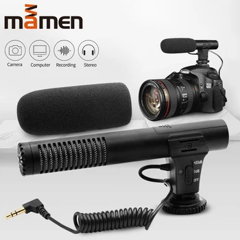 MAMEN 3,5 mm Garso jungtį Profesinės Įrašymas Mikrofonas Condensador Fotoaparatas DSLR Skaitmeninės Vaizdo Kameros VLOG Microfone