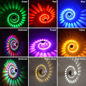 3W RGB Spiralės LED Siena Sconce Lubų Šviesos Takas, Kambarys Veranda, Baras, Viešbutis Patalpų Apšvietimas Spalvinga Lazdelė Lempos KTV Namų Puošybai