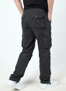 Vyrų lauko jojimo laipiojimo šiltu vilnos storas laisvi kroviniai ilgos kelnės žiemos terminio vėjo kišenės, tiesios kelnės, kombinezonas