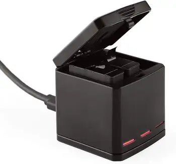 Už GoPro 8 Priedai USB Baterija, Įkroviklis, Dėžutė Trijų/Dual Uostų + Tipo C Kabelio Go Pro Hero 8 7 6 5 Juoda Veiksmo Kameros