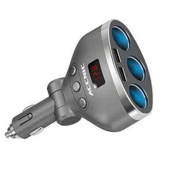 ACCNIC 3 in 1 Universalus Dvigubas USB Automobilinis Įkroviklis Įtampos Skaitmeninis Displėjus, Automobilio Cigarečių Degiklio Splitter