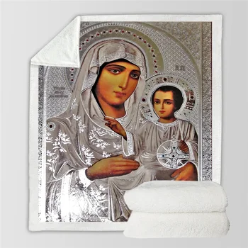 Naujausias Tradicinės Religijos Jėzaus Modelio 3D Atspausdintas Pliušas, Antklodė, Lovos Šiltas, Minkštas Lovatiesė Sherpa Vilnos Antklodės Mesti