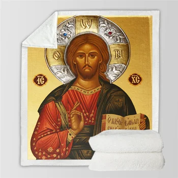 Naujausias Tradicinės Religijos Jėzaus Modelio 3D Atspausdintas Pliušas, Antklodė, Lovos Šiltas, Minkštas Lovatiesė Sherpa Vilnos Antklodės Mesti