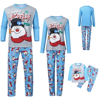 2vnt Kalėdų Tėvų-Vaikų Pižama Nustatyti Spausdinami Apvalios Kaklo, ilgomis Rankovėmis Kelnės Sleepwear Pižamos Casual Drabužių, Namų Kostiumas