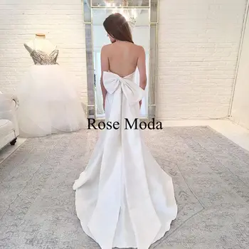 Rose Moda Stebėjimo Satino Undinė Vestuvių Suknelė su Nuimamas Lankas Boho Nuotakos Suknelė