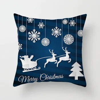 RULDGEE 1PC Kalėdų Mėlyna Pagalvės užvalkalą Mesti Pagalvę Padengti Namų dekoro Užvalkalas Naujųjų Metų Kalėdų Dovanos