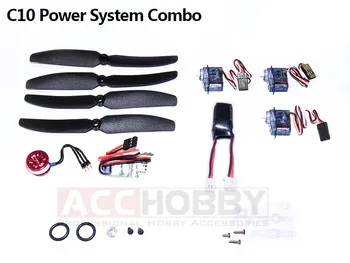 Labai mažos Elektros Sistemos Combo,C10 (Įskaitant sraigto užsklanda,oro sraigto variklio(KV 2900),ESC,servo,baterija)