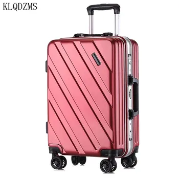 KLQDZMS 20/24inch Aukštos kokybės PC geležinkelių bagažo suktuko transportavimo krepšiai aliuminio rėmas kelionės lagaminą ant ratų
