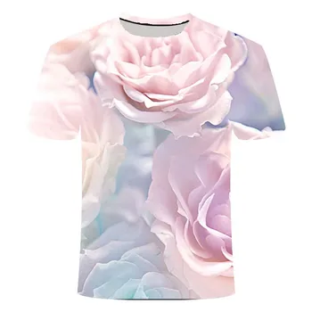 2020 m., T-marškinėliai, vyriški Vasaros T-shirt Įdomus Rožių Gėlių 3D T-shirt Kinų Stiliaus marškinėliai Streetwear Grafinis T-shirt vyriški T-shirt