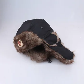 CAMOLAND Sovietų Kariuomenės Karinių Ženklelis Bombonešis Skrybėlės Vyrų Rusija Ushanka Pilotas Trapper Hat Žiemą Šiltas Earflap Kepurės Sniego Slidinėjimo Kepurė