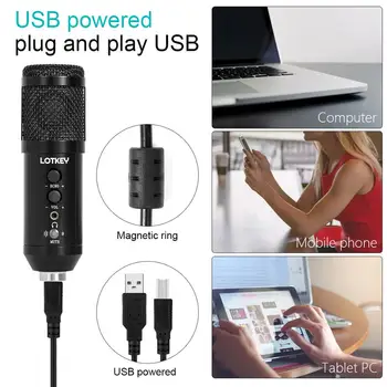 Lotkey USB Kondensatoriaus Mikrofonas Įrašymo Studijoje Žaidimas Broadcoast 