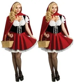 2016 Aukštos Kokybės Little Red Riding Hood Kostiumas Moterims Išgalvotas Suaugusiųjų Hallowen Cosplay Fantasia Plius Dydis XL Suknelė+Apsiaustu