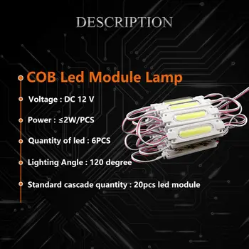 20pcs/daug įpurškimo su objektyvo COB LED modulis vandeniui LED back light apšvietimas pasirašyti kanalo laišką DC12V 2W IP