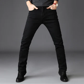 Vyriški juodi džinsai 2020 m. rudens ir žiemos prekės ženklo drabužių aukštos kokybės džinsinio audinio medvilnės patogus verslo atsitiktinis slim fit džinsai