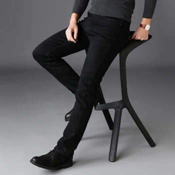 Vyriški juodi džinsai 2020 m. rudens ir žiemos prekės ženklo drabužių aukštos kokybės džinsinio audinio medvilnės patogus verslo atsitiktinis slim fit džinsai