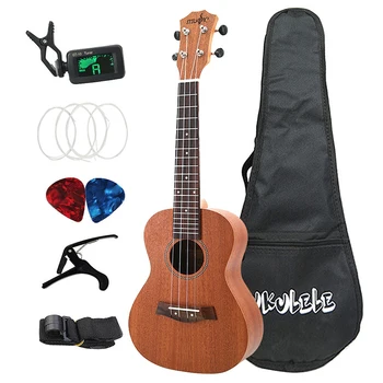 Sapele Koncertas Ukulėle Rinkiniai 23 Colių 4 Stygos Havajų Mini Gitara su maišeliu Imtuvas Capo Dirželis Įgėlimo Susitvarko Muzikos Instrumentas