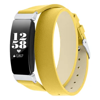Du kartus Wrap Juosta natūralios Odos Pakeitimo Diržu, Fitbit įkvėpti įkvėpti HR riešo apyrankė Su Sidabro spalvos Sagtis watchband