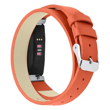 Du kartus Wrap Juosta natūralios Odos Pakeitimo Diržu, Fitbit įkvėpti įkvėpti HR riešo apyrankė Su Sidabro spalvos Sagtis watchband