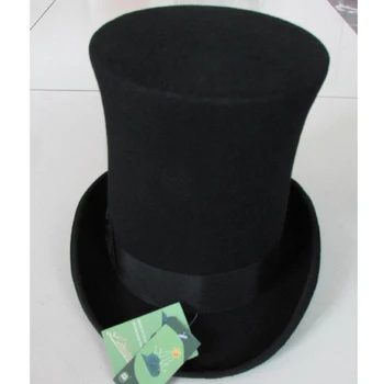 LIHUA 25cm (9.8 colių) Steampunk / Mad Hatter Top Hat Viktorijos Derliaus Vilnos Fedoras Skrybėlę derby skrybėlę Millinery/ Magas Skrybėlę Trik