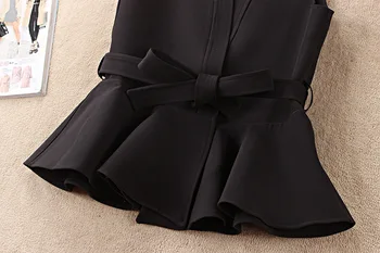 Naujas korėjiečių Moterų Black Striukė, Liemenė Atsitiktinis Slim Rankovių Ponios Office Kostiumas Aukštos Kokybės Elegantiškas Paltas