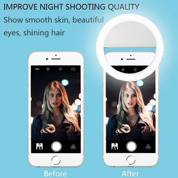 USB Įkrovimo LED Selfie Žiedas Šviesos Papildomas Apšvietimas Nakties Tamsa Selfie Stiprinti Telefono Užpildyti Lemputė Maquillaje