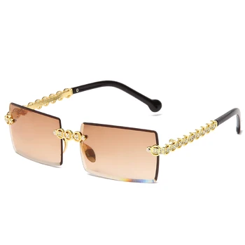 Mados Taškus Diamond Akiniai nuo saulės Ženklo Dizaino Moterų Mažas Kvadratas Metalo Saulės akiniai Prabangių Atspalvių UV400 Akiniai Gafas De Sol