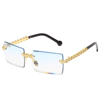 Mados Taškus Diamond Akiniai nuo saulės Ženklo Dizaino Moterų Mažas Kvadratas Metalo Saulės akiniai Prabangių Atspalvių UV400 Akiniai Gafas De Sol