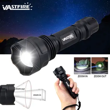 VASTFIRE C8 1 Režimas Zoomable LED Medžioklės Fotoblykstės Baltos Šviesos Taktinis 18650 Fotoblykstės Lauko Medžioklė