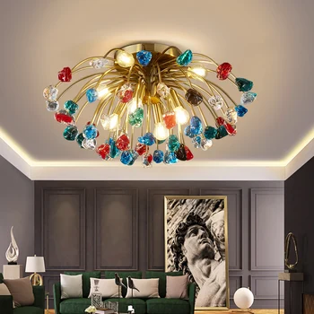 Naujas, modernus lubų liustra, miegamojo spalvinga crystal šviesos armatūra kambarį šviestuvais, apšvietimo namų lempa