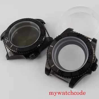 Naujas nerūdijančio plieno 40mm juoda PVD padengti žiūrėti atveju tinka NH35 NH36 automatinis judėjimo safyro stiklo