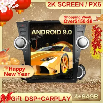 PX6 DSP Carplay Tesla ekranas 4+64GB Android 9.0 Automobilio Multimedijos Grotuvo TOYOTA Highlander 2008 GPS Radijas Auto stereo galvos vienetas