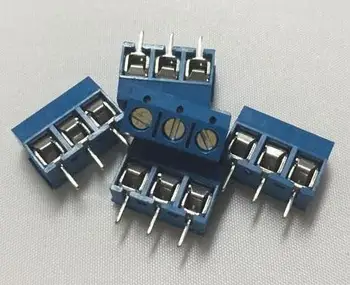 500 vnt 3 Pin Varžtas mėlyna PCB Gnybtų Bloko Jungtis 5mm Pitc