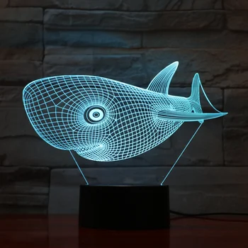 3D LED Lempos Šviesos Mielas Galvos Ryklys Lentelė šviesos naktinė lempa Vaikų naktinė lempa Led Vaizdo Nakties Šviesos Iliuziją, Dekoras, Šviesos 803
