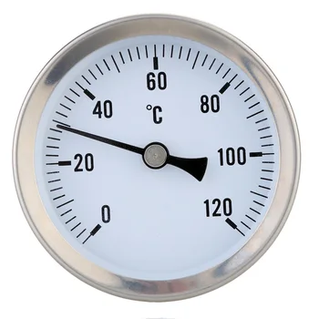 Šildymo Karšto Vandens Vamzdžių 120degree Nerūdijančio Plieno Termometras Bimetalinė Vamzdis, Vandens Temperatūra-įrodymas, 63mm Dial Temp Daviklis