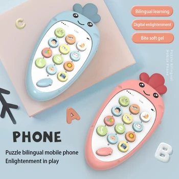 Žaislas Mobiliojo Telefono Minkšti Plastikiniai Ankstyvojo Ugdymo Įspūdį Dvikalbiai Kūdikiai Saugos Gali Įkąsti Multi-Function