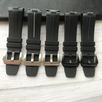 Lenktas minkštas ir patogus, atsparus vandeniui 24mm Watchband black serija silikoninė guma dirželis vietoj to PAM, dirželis, naujas siųsti įrankiai