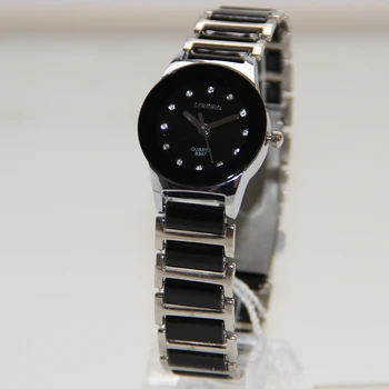 Aukščiausios Kokybės moterų išskirtinį komercinės laikrodžiai kvarcinis laikrodis Baltos spalvos Juodosios keramikos žiūrėti lady naujas LONGBO Prekės Dovana rankiniai laikrodžiai