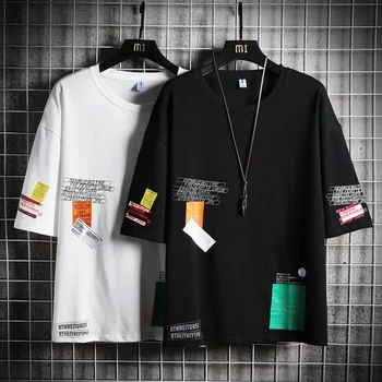 Žmogaus T-shirt Vyrai Negabaritinių Medvilnės Hip-Hop 2020 Japonijos Streetwear Harajuku Marškinėlius vyriški T-shirt Spausdinti Marškinėliai Vyrams