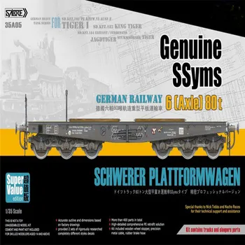 Už 1/35 Sabre vokietijos Modelį, Geležinkelio 6-Ašies 80t SSyms Schwerer Plattformwagen #35A05 Premium Versija Modelio Rinkiniai