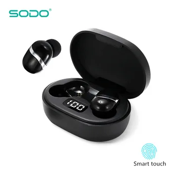 SODO T206 TWS Ausinių Touch Kontrolės Sporto laisvų Rankų įranga Sweatproof In-ear Ausinės su Mikrofonu Bluetooth 5.0 Tiesa, Belaidės Ausinės
