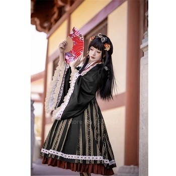 Lolita Kawaii Girl Dress Saldus Japonų Stiliaus Kimono Lankas-mazgas Princesė Cosplay Moterų Viktorijos Derliaus Gotikos Skraiste arbatėlė
