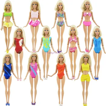 Daug 10 Rinkinių, Mados Maudymosi Vasaros Paplūdimio Maudymosi Kostiumėliai, Bikini Priedai Drabužius Barbie Lėlė Baby Girl kalėdos Žaislas