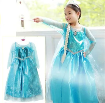 Nauja Mėlyna Kūdikių Mergaičių Vaikai kostiumas Suknelė Princesė Karalienė Dress Up vaikų šalis Suknelė Cosplay Tiulio Suknelė 3-8Y