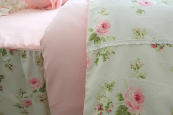 Korėjos patalynės komplektas Medvilnės sielovados susiėmę antklodė užvalkalas sudurti princesė lova skleisti pink gėlių, šviežių lova rinkiniai HM-20F