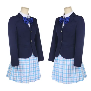 Anime Tylus Balsas/Formos Balso Shouko Nishimiya Shoko Cosplay Kostiumai, Mielos Mergaitės mokyklinę Uniformą Viršuje, Sijonas kailis perukas