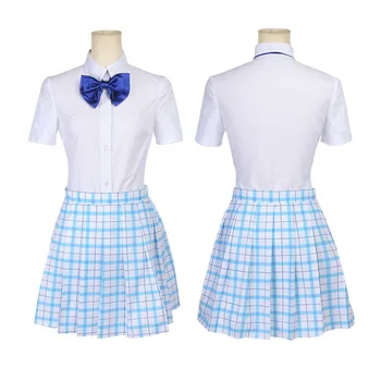 Anime Tylus Balsas/Formos Balso Shouko Nishimiya Shoko Cosplay Kostiumai, Mielos Mergaitės mokyklinę Uniformą Viršuje, Sijonas kailis perukas