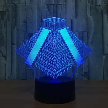 Piramidė Meksikoje Šviesos 7 Spalvų Keitimas Lempa USB Naktiniai Miego Lentelė Naktį Šviesos Miegamasis Dekoro Dovanos 3D Šviesos diodų (LED šviesos Naktį